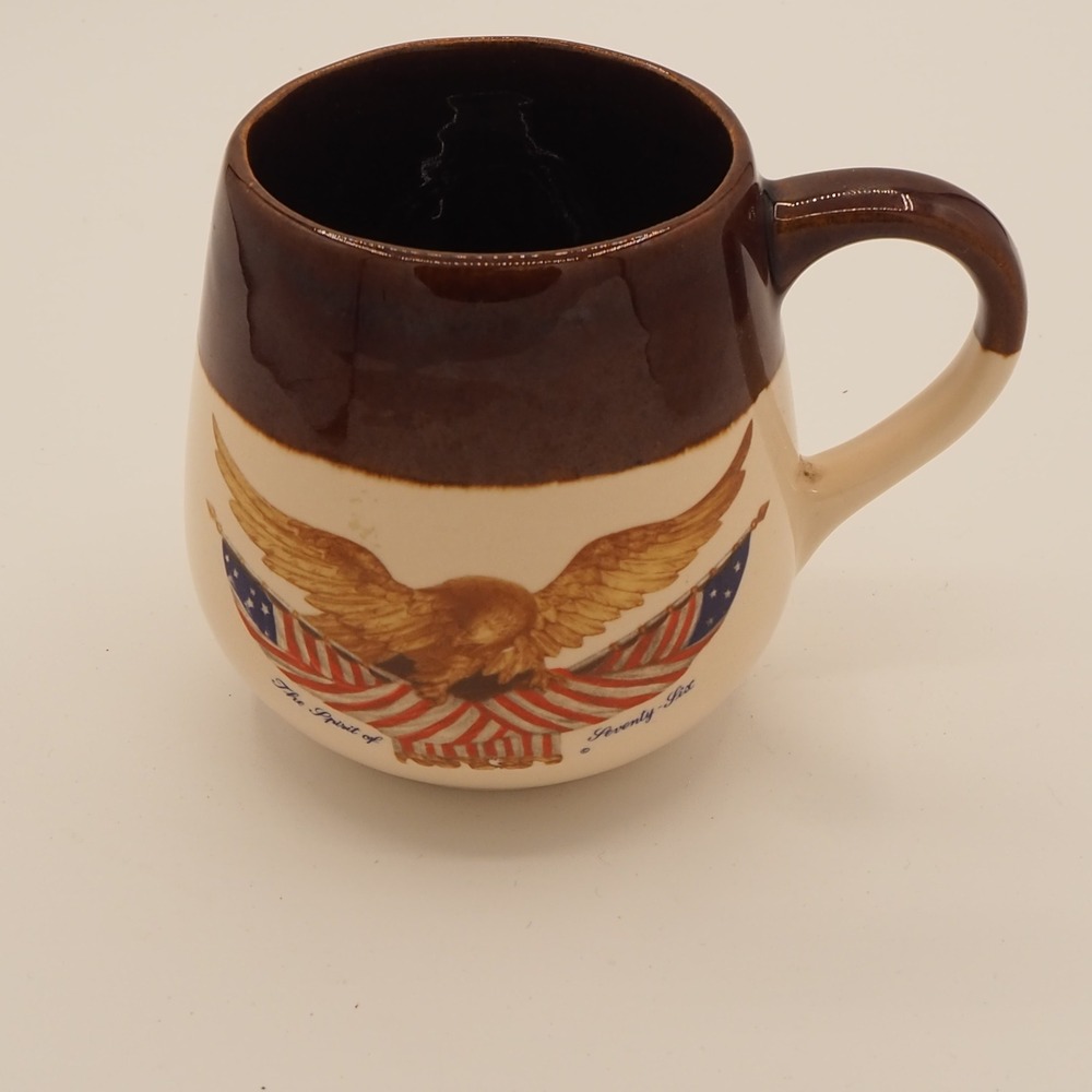 Vintage McCoy Pottery Spirit of '76 Coffee Mug Wooden Eagle USA Birthday
